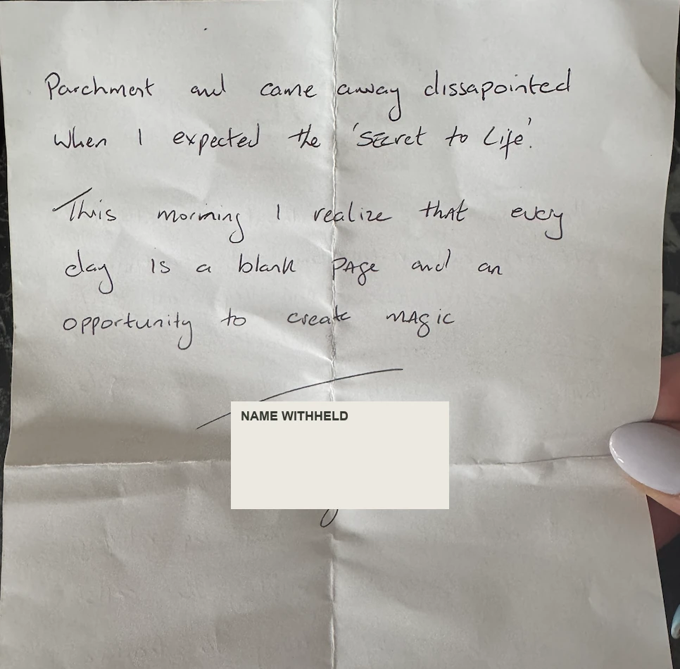 Privacy-treated handwritten note from an Inspirational Soul Summit attendee 2