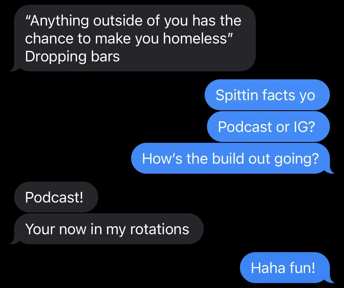 Podcast and conversation proof. Private client message; identifying details withheld.